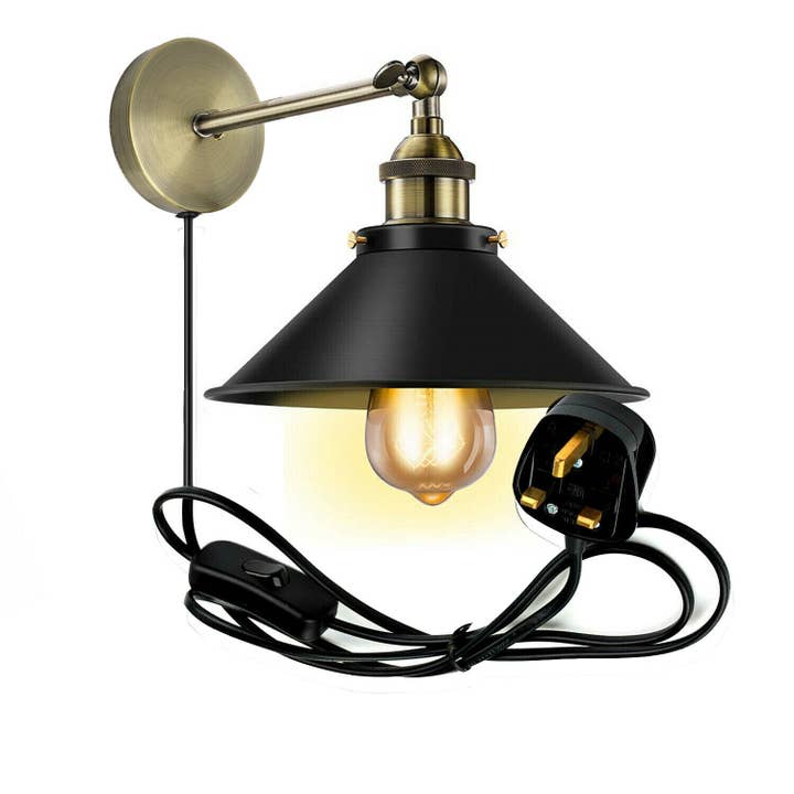 Vintage Plug-In Wandlamp Zwarte Wandlamp E27 Lamp~2271 voor wholesale door Ledsone