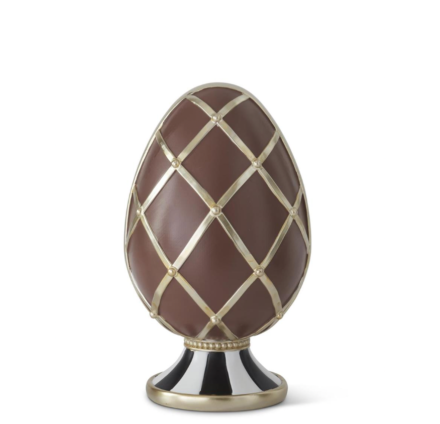 Dunn Deals - Wholesale Decorative Tabletop Object - 16.5" Royal Chocolate & Gold Resin Easter Egg0