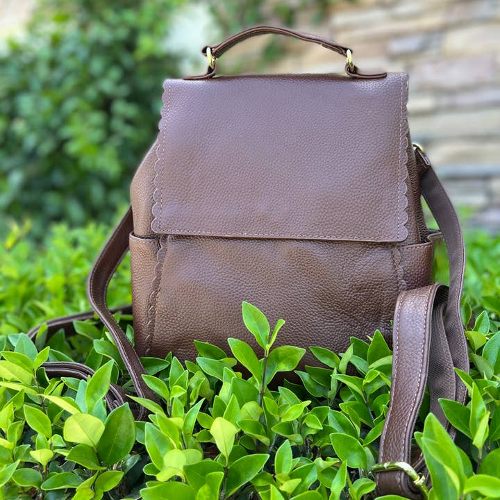 Roma Leathers, Inc. - Wholesale Backpack - Women's - Top grain cowhide leather back pack crossbody shoulder bag1