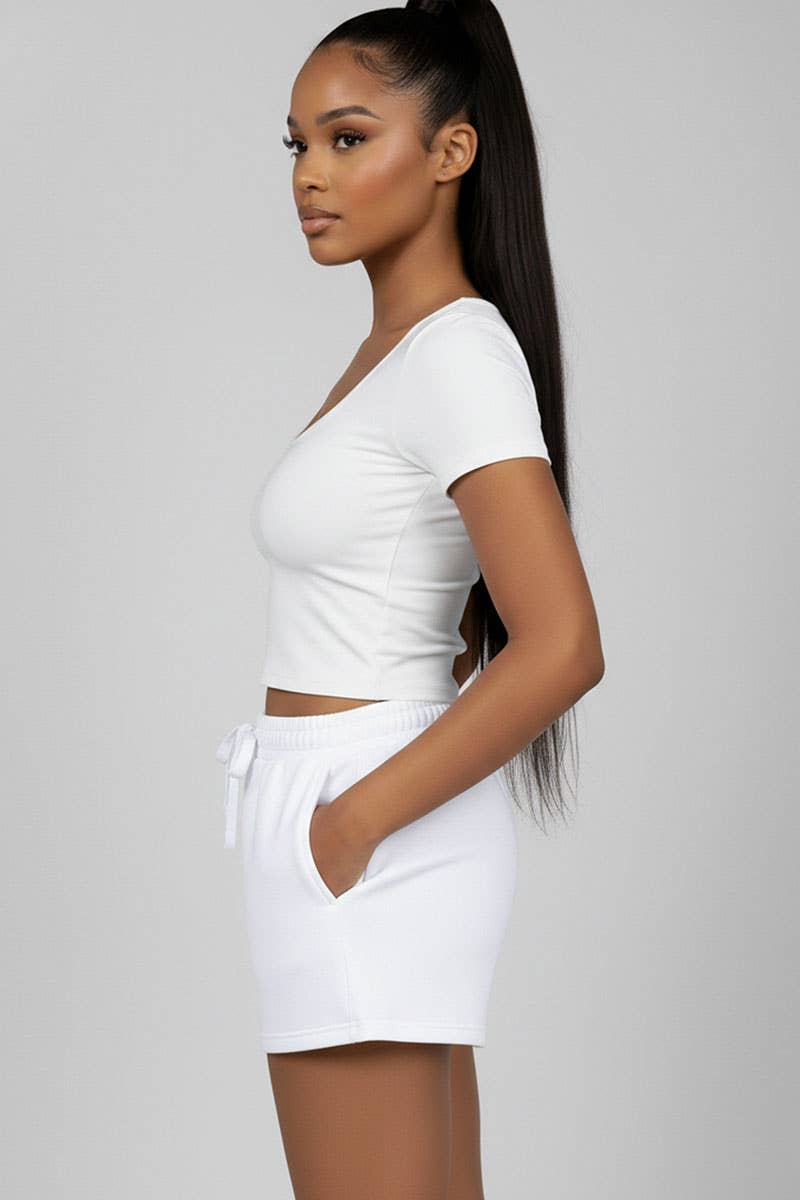 CAPELLA APPAREL - Wholesale Korte broeken - Dames - French Terry korte broek met verstelbare tailleband10