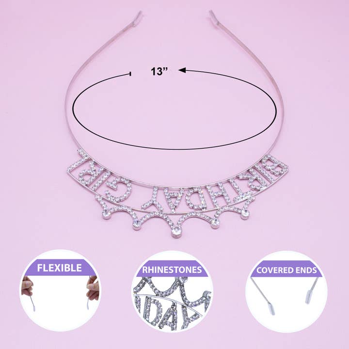 Frog Sac - Wholesale Tiara - Kids - Rhinestone Birthday Girl Tiara Crown Headband