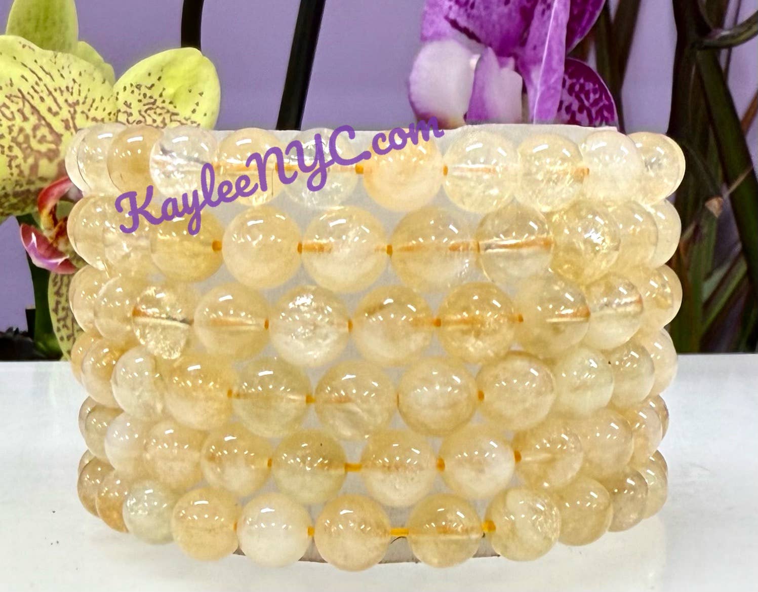 KayleeNYC - Wholesale Beaded Bracelet - Citrine 8mm 7.5” Crystal Stretch Bracelets1
