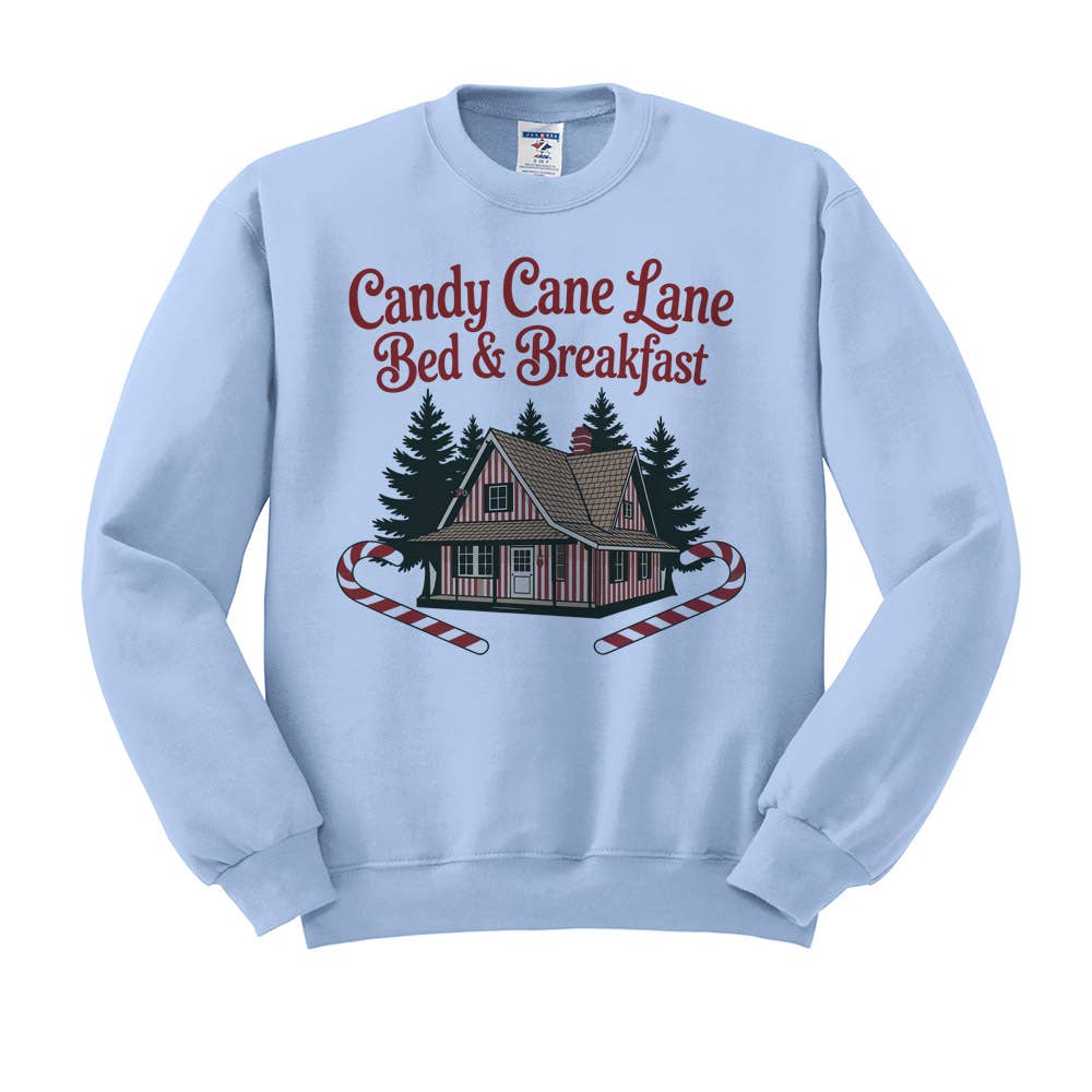 DaisyChainDesignCo - Vente Sweat-shirt à imprimés – femme - Sweat-shirt de Noël à col rond Candy Cane Lane1