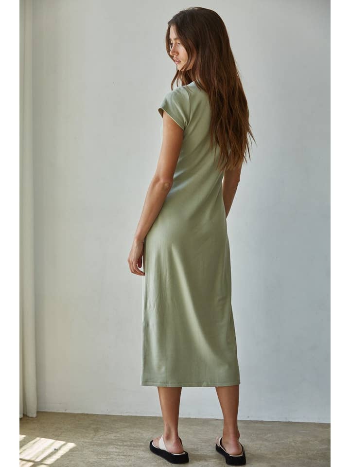 By Together - Wholesale Dress - Women's - L8658 | Knit Rayon Spandex Short Sleeve Bodycon Midi Dress 16