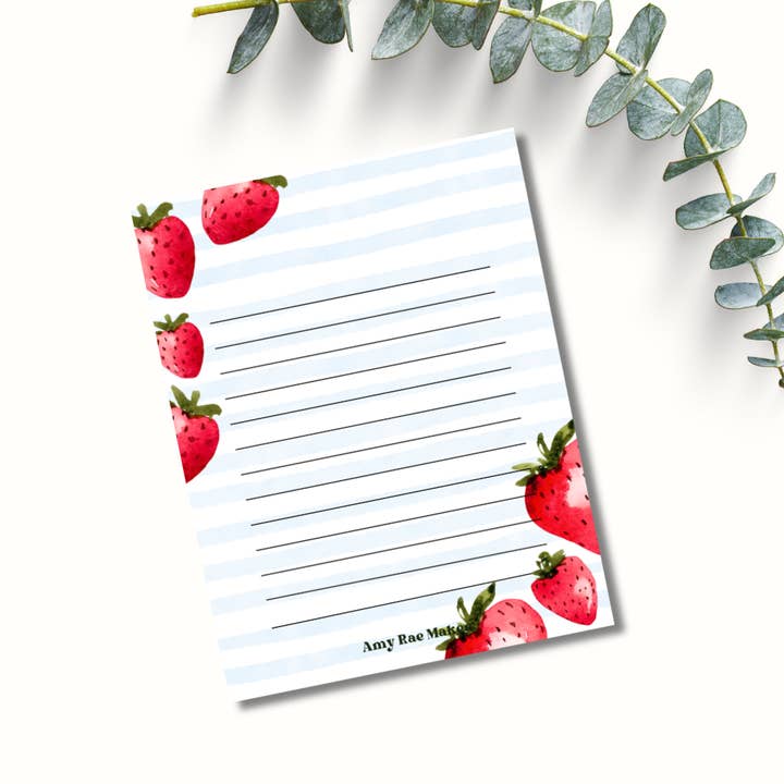 Strawberry Notepad for wholesale by Amy Rae Maker
