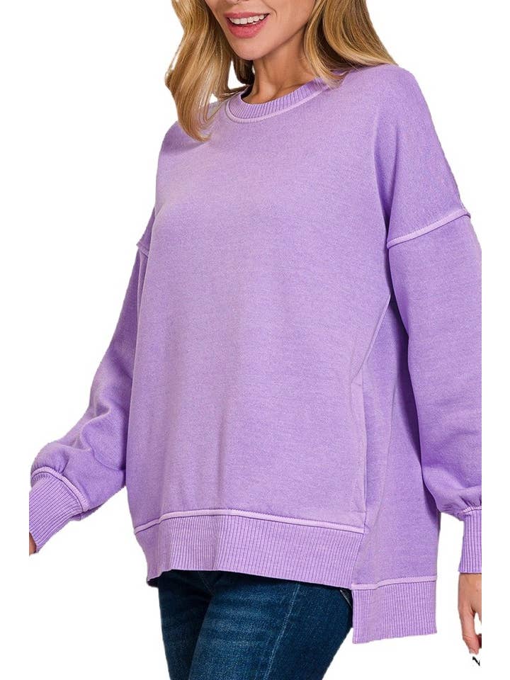 Vanilla Monkey - Wholesale Sweatshirt - Women's - Pigment Dye Fleece Hi-low Hem Pullover With Pocket7