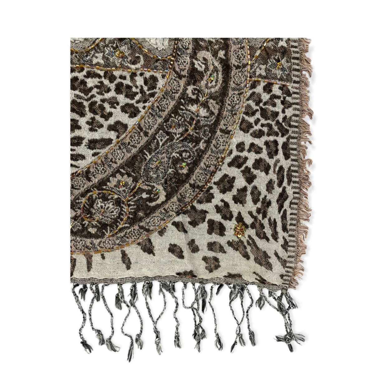 Chenson & Gorett – Cachecol - Mulher por atacado – Lenço Étnico Indiano de Lã com Paetês e Bordados18