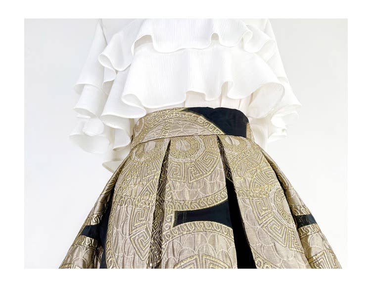 Yellow SK027Y Elegant Embroidered Organza Midi Tutu Skirt for wholesale on Faire9