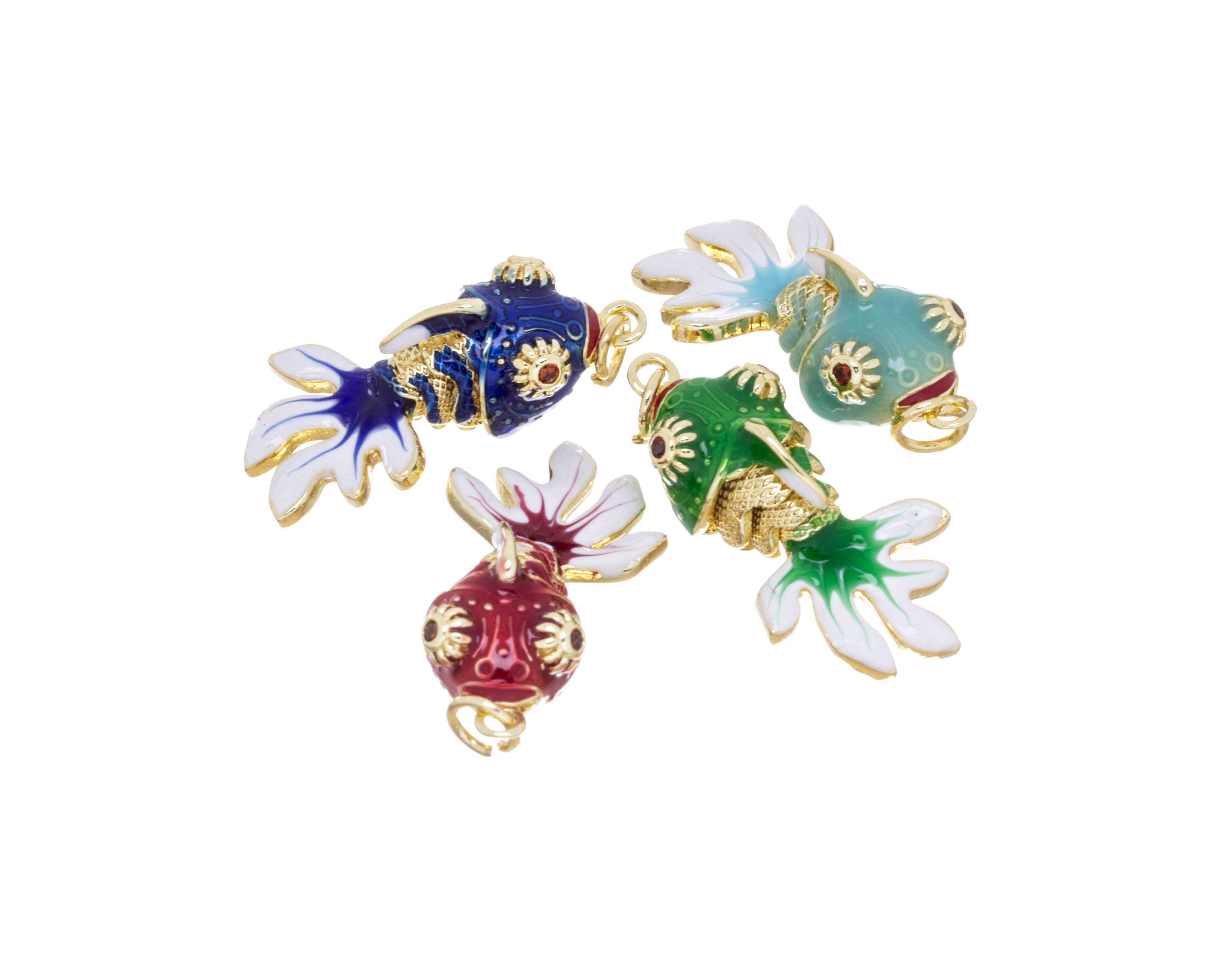 Jewel Pledge - Wholesale Individual Charm/Pendant - Goldfish Charm, Sealife charm,exotic Fish charm CPG23760