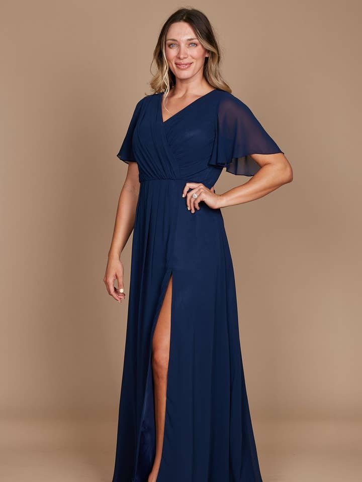 Robe longue formelle à manches courtes pour la vente par Kos Couture