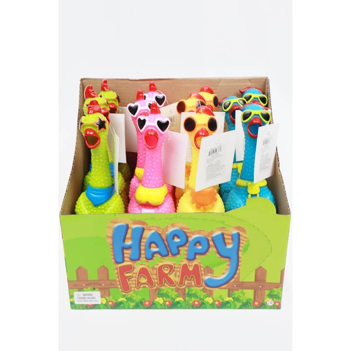 MIX COLOR Rubber Chicken Squeaky Toy for wholesale on Faire