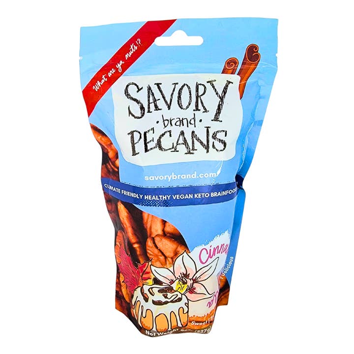 Cinnamaplenilla Roasted Pecans for wholesale by Nifty! Nuttery by Savory Pecans