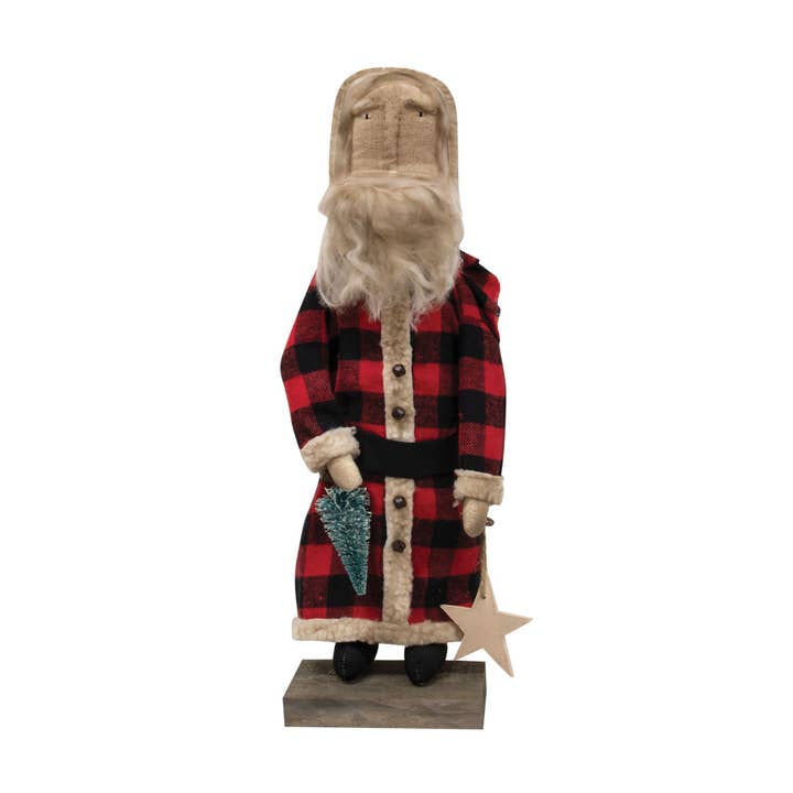 The Hearthside Collection - Wholesale Christmas Decoration - Buffalo Check Santa Christmas Decoration on Base