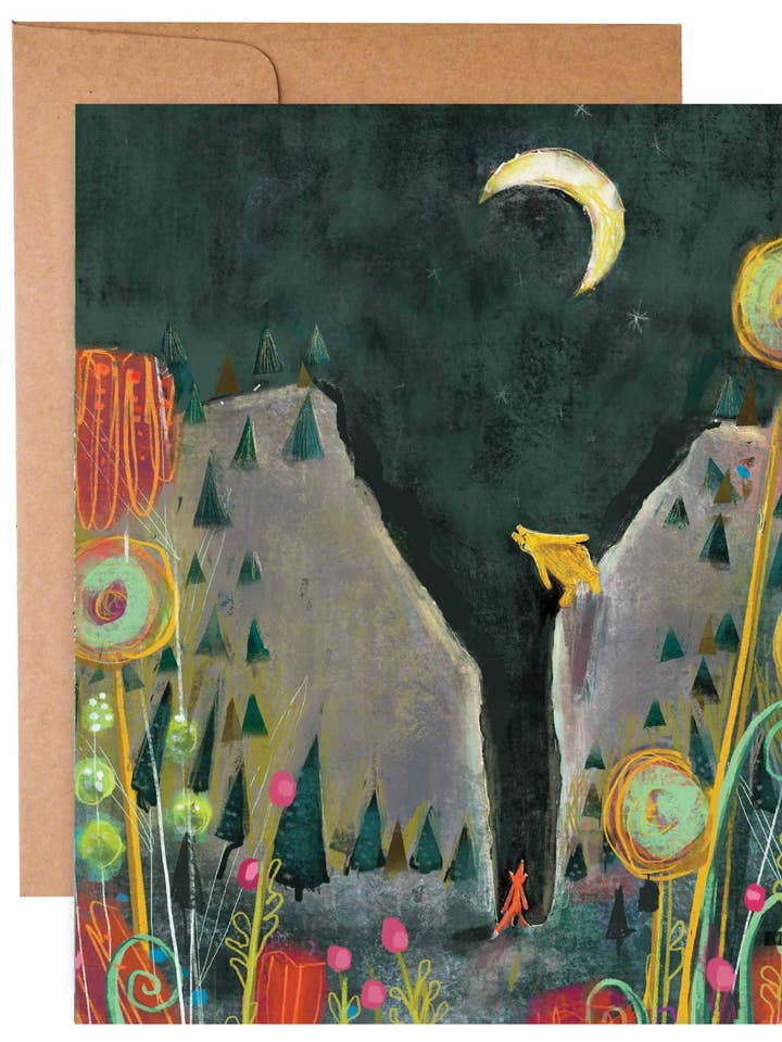 Fox and Bear Helping - Spring/Summer Blank A2 Card for wholesale by Ginger G. Art