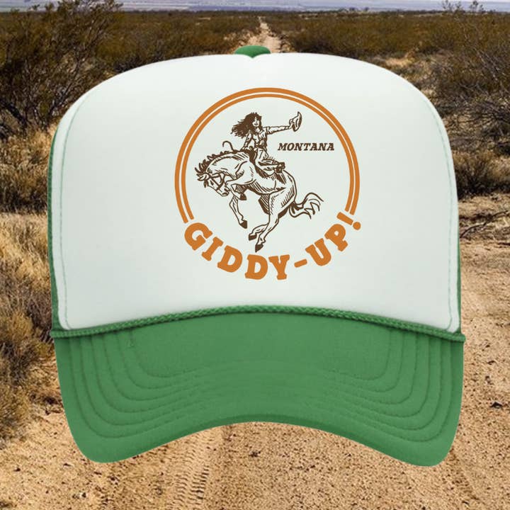 Giddy Up Montana Trucker Hat for wholesale by Intrigue Ink