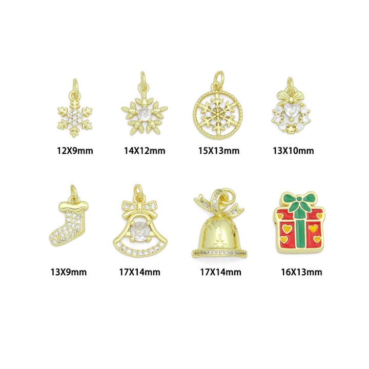 BestBeads&Beyond - Wholesale Individual charm/pendant - Christmas Holiday Charm collection, Christmas Snowflake Bell gift box wreath Charm Pendant, Sku#LK12914