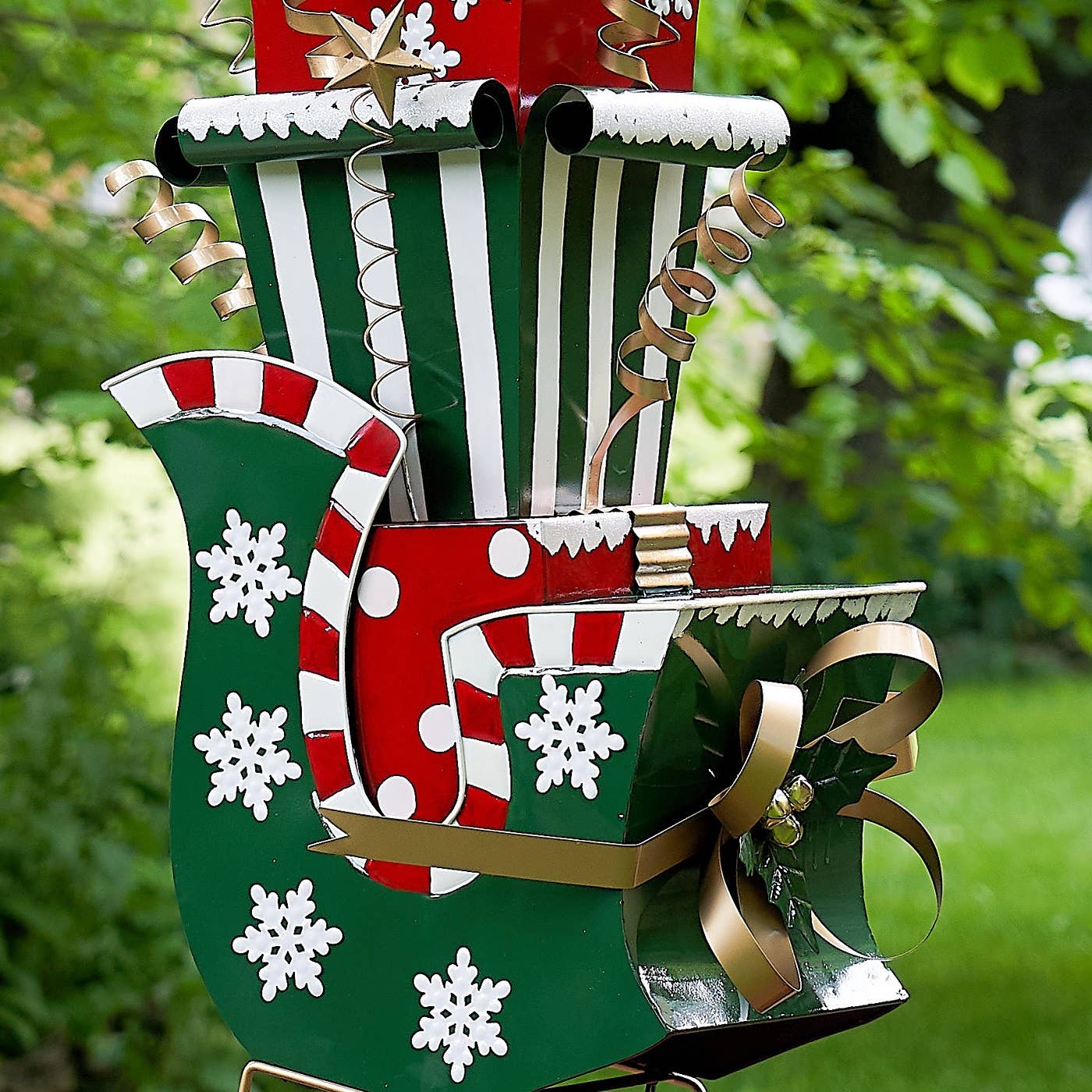 Zaer Ltd. International - Wholesale Decorative Figurine - 4 Ft.Tall Large Iron Christmas Sleigh w/ Presents6