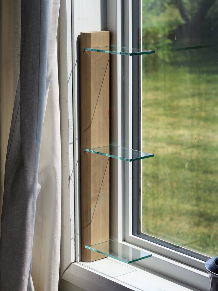 Renter-Friendly Window Shelf | Prairie Sand with Tempered Glass for wholesale by Daniel's Plants