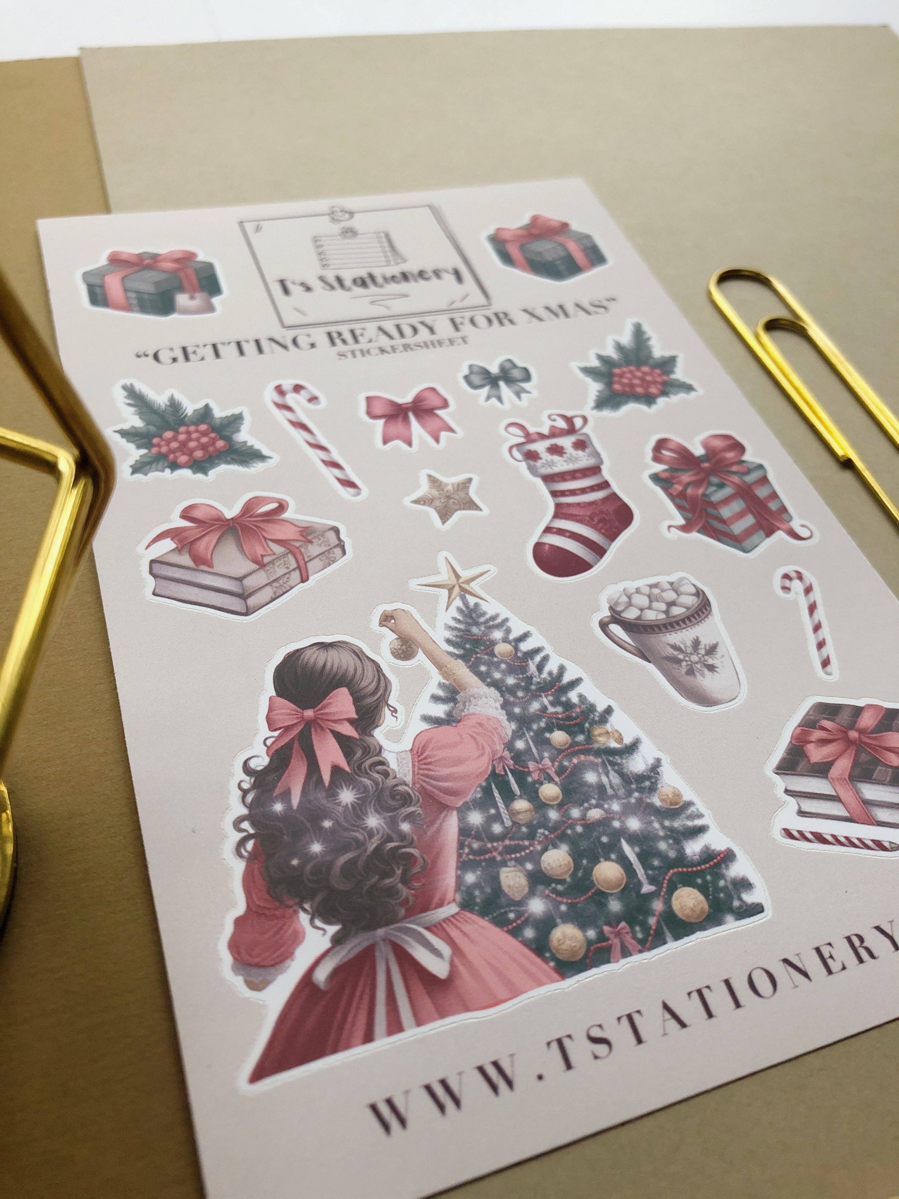 T's Stationery - Vente Autocollant - Feuille d'autocollants « Préparez-vous pour Noël »1