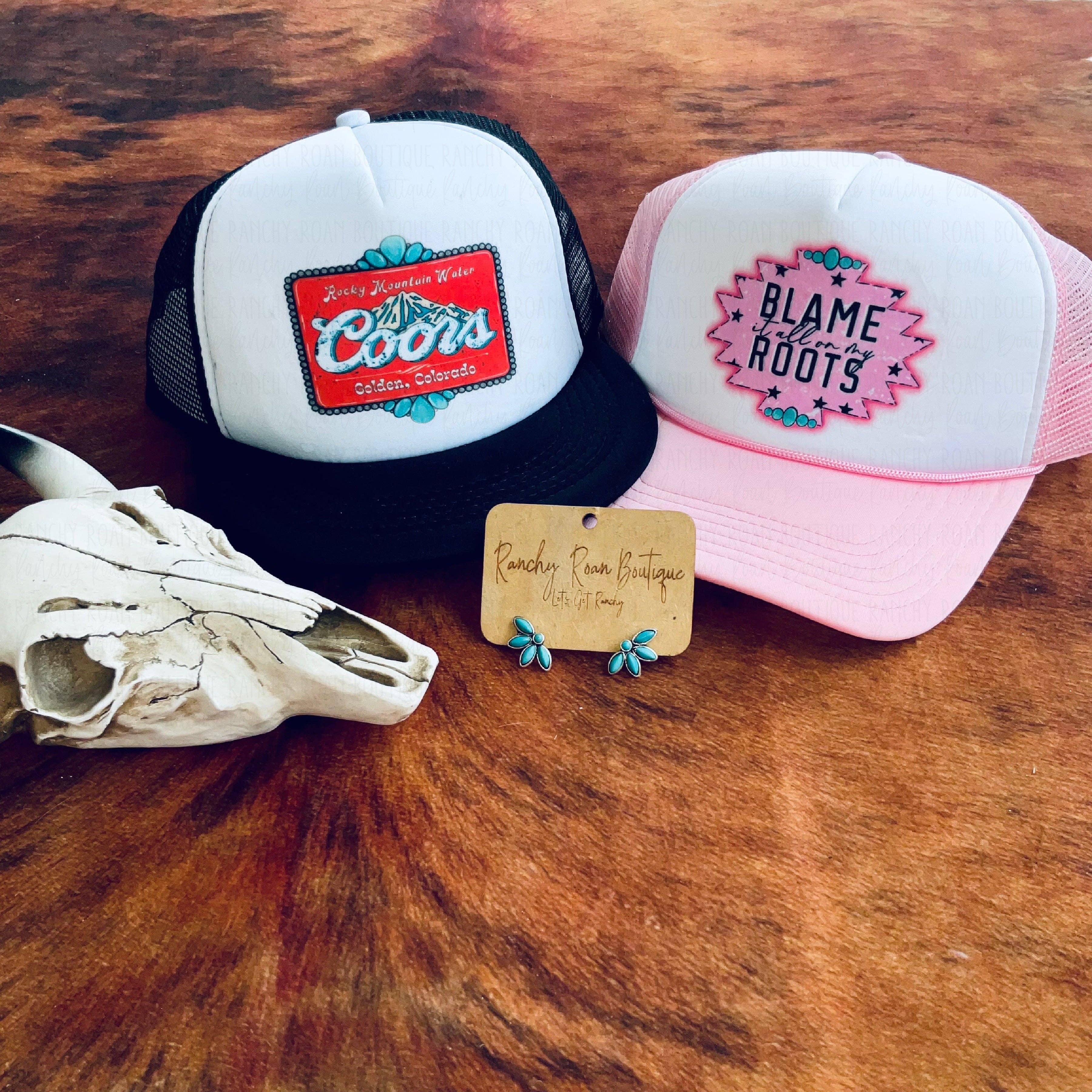 Ranchy Roan Boutique - Wholesale Trucker Hat - Women's - Rocky Mountain Turquoise Stone Foam Trucker Hat1