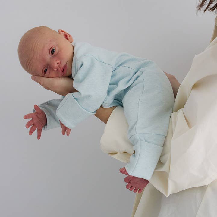 NEW Long Zippy Romper - Sky Blue for wholesale by Anchor & Arrow