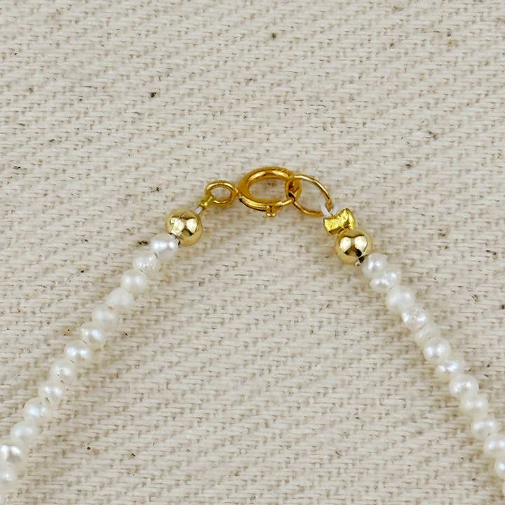 GoldFi - Wholesale Anklet - 9k Gold Micro Fresh Water Pearls Anklet