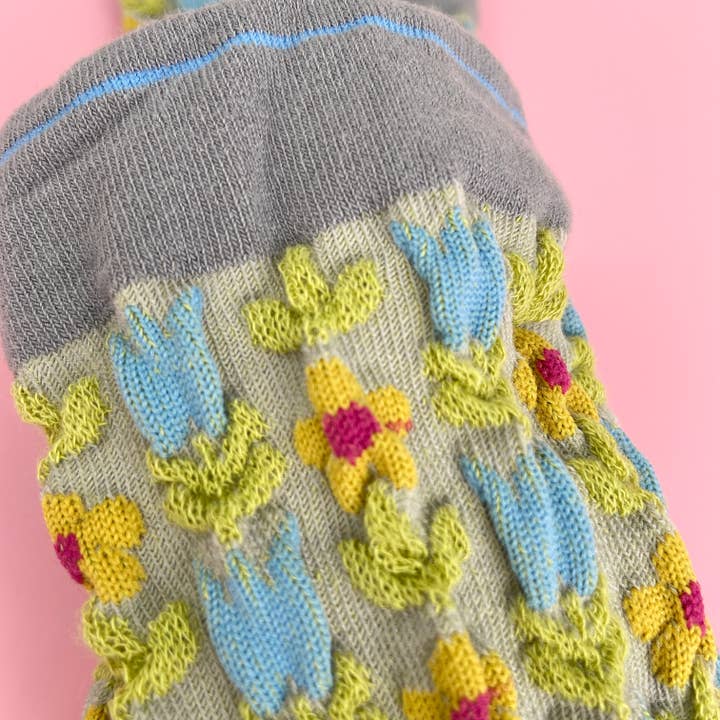 mildstyles - Vente Chaussettes – unisexe - Chaussettes longues grises gaufrées Floret Plant2