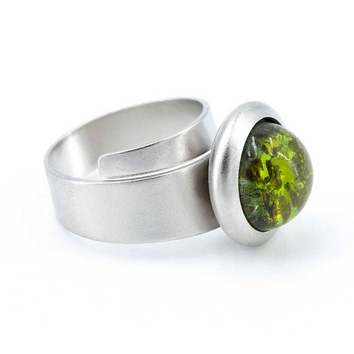 Bohemia Ring 14 with domed setting and glass cabochon for wholesale by Sergio Engel jewellery