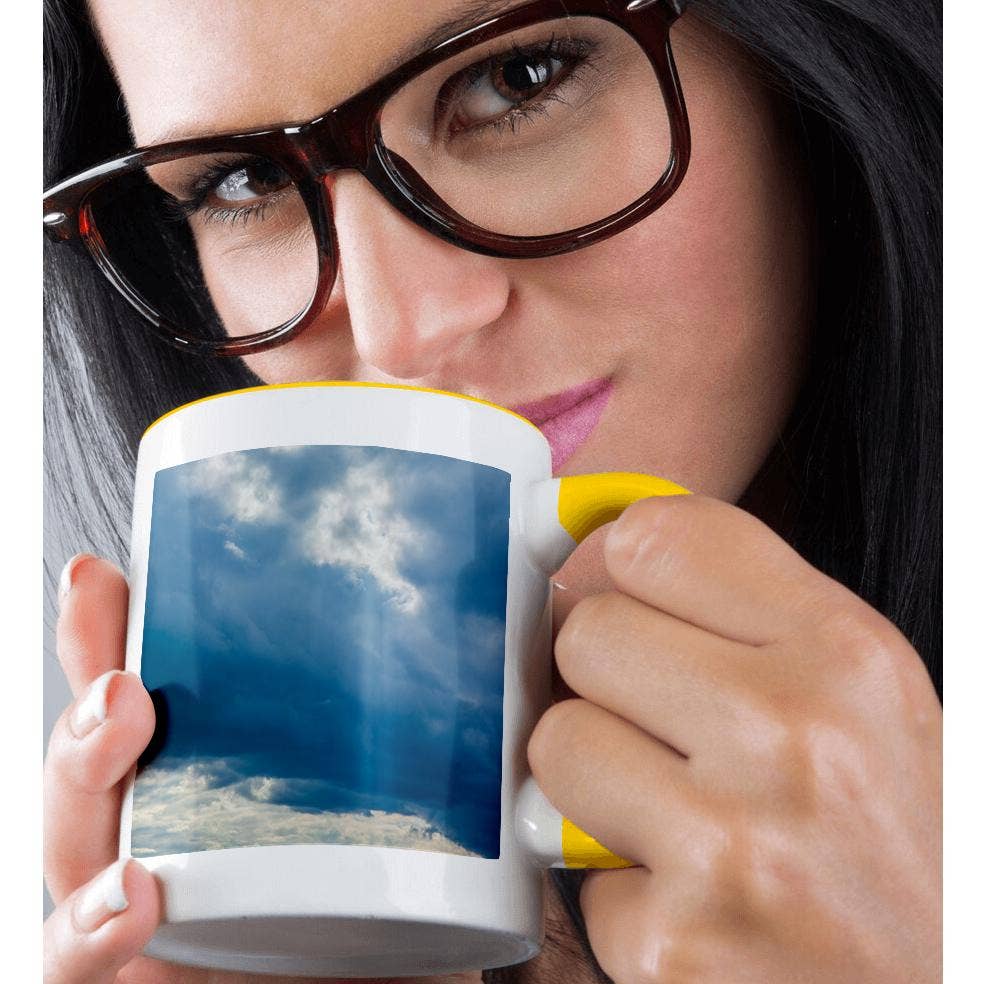 3dRose - Wholesale Coffee Mug - 3dRose, Cloudy sky and a vertical ray of sunshine. Blue and white colors, Mug1