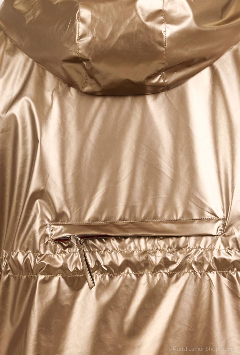 Attrait Paris - Venta al por mayor Cortavientos - Mujer - Cortavientos largo metálico con capucha y cremallera de colores Tallas grandes14