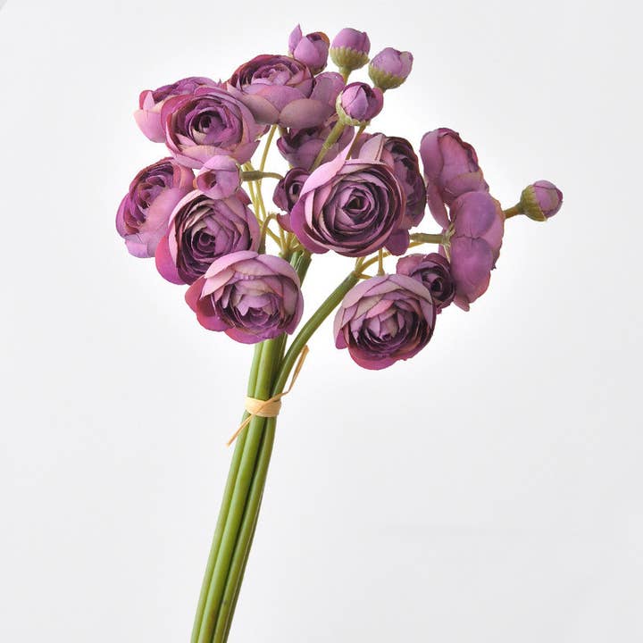 Sweet Home Deco - Wholesale Artificial Flowers - 10''T Silk Baby Ranunculus Flower Bunch, 6 Stems/24 Blooms14