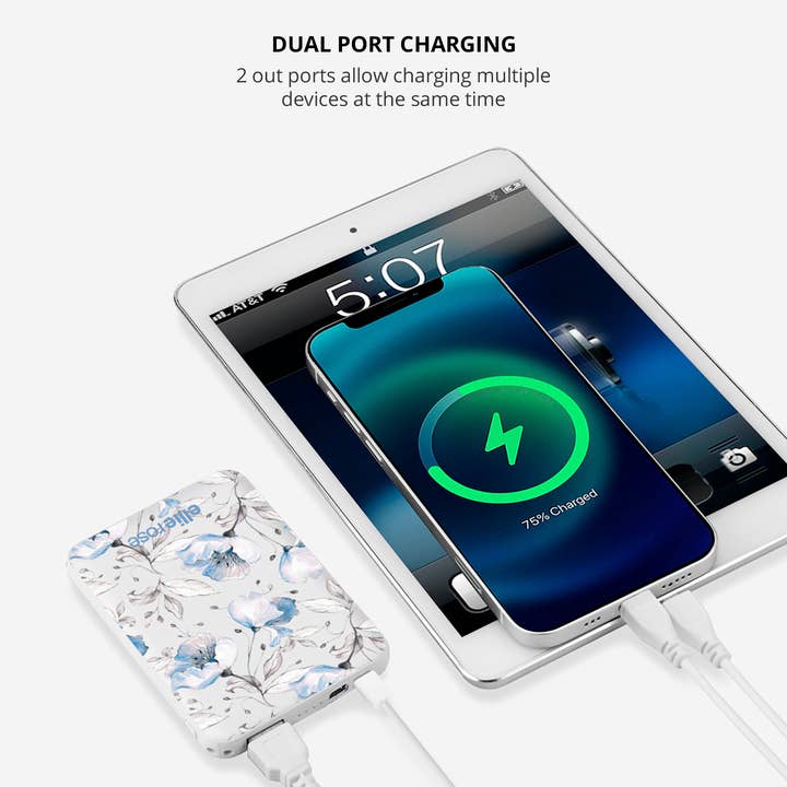 Ellie Rose - Wholesale Portable Charger - Power Bank Charger - Blue Floral6