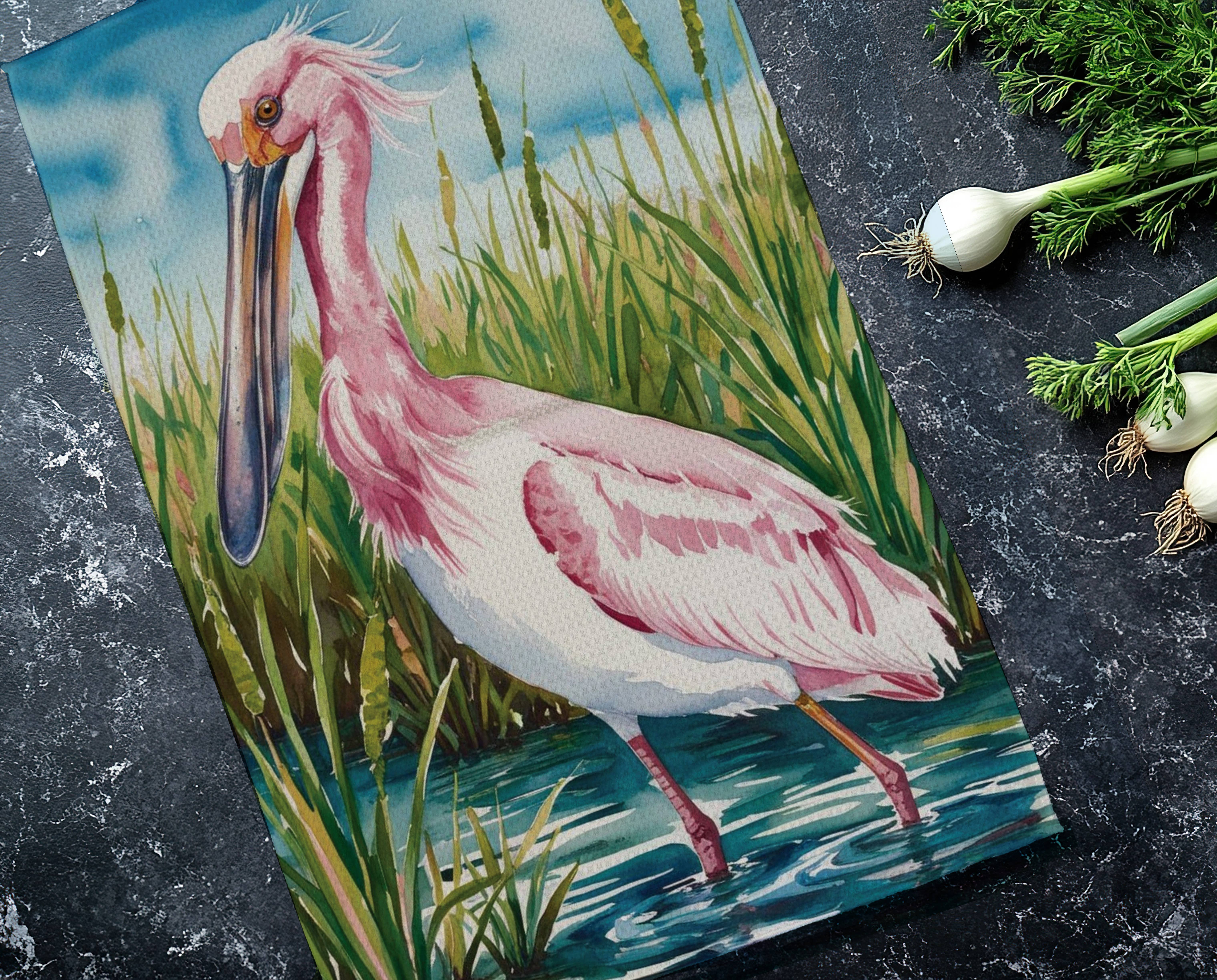 Blue Poppy Designs - Wholesale Tea Towel - Spoonbill Waffle Kitchen Towel0