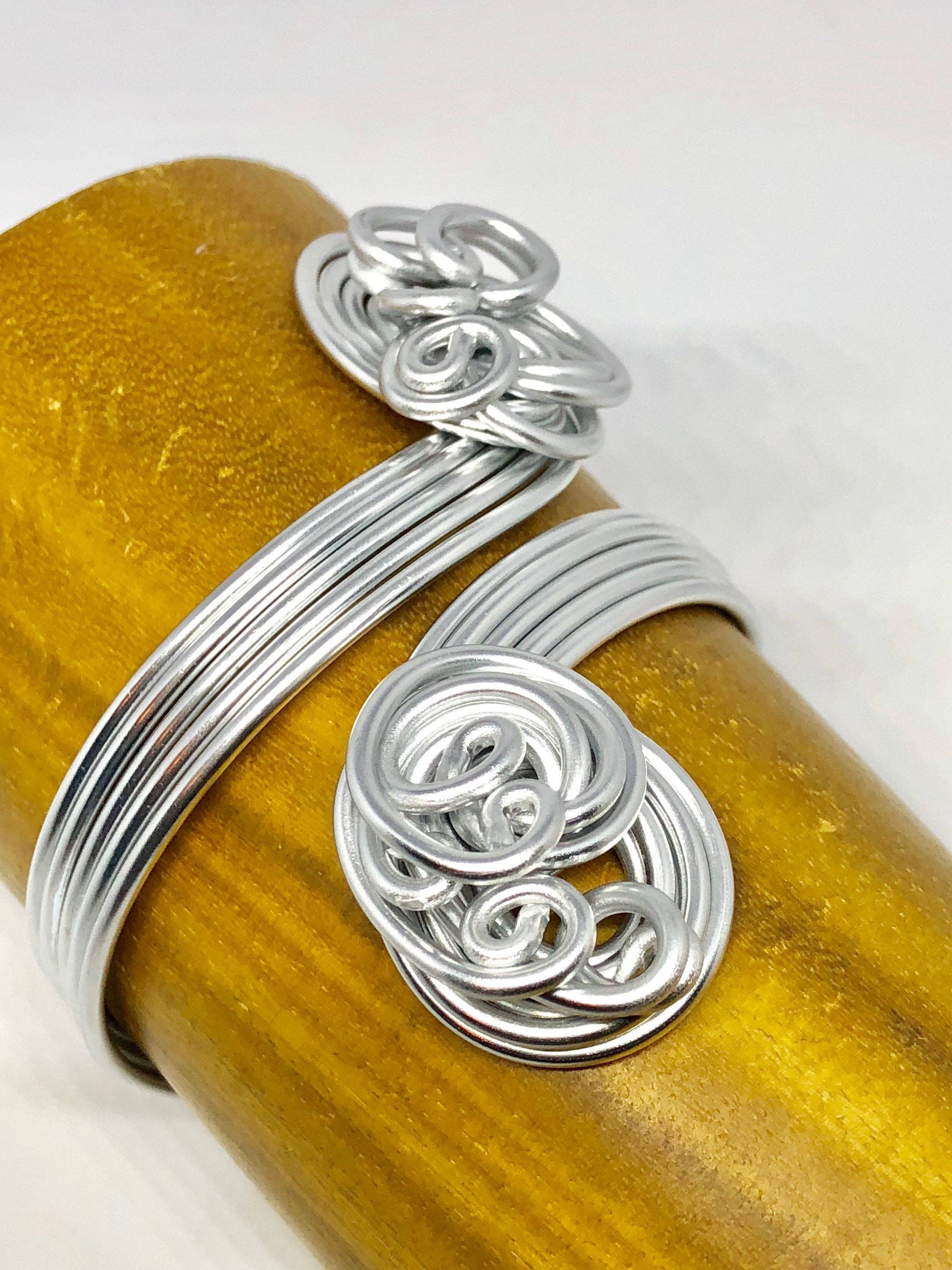 Jewelry With Me - Wholesale Cuff Bracelet - Silver Aluminum Wire Wrapped Cuff Bracelet4