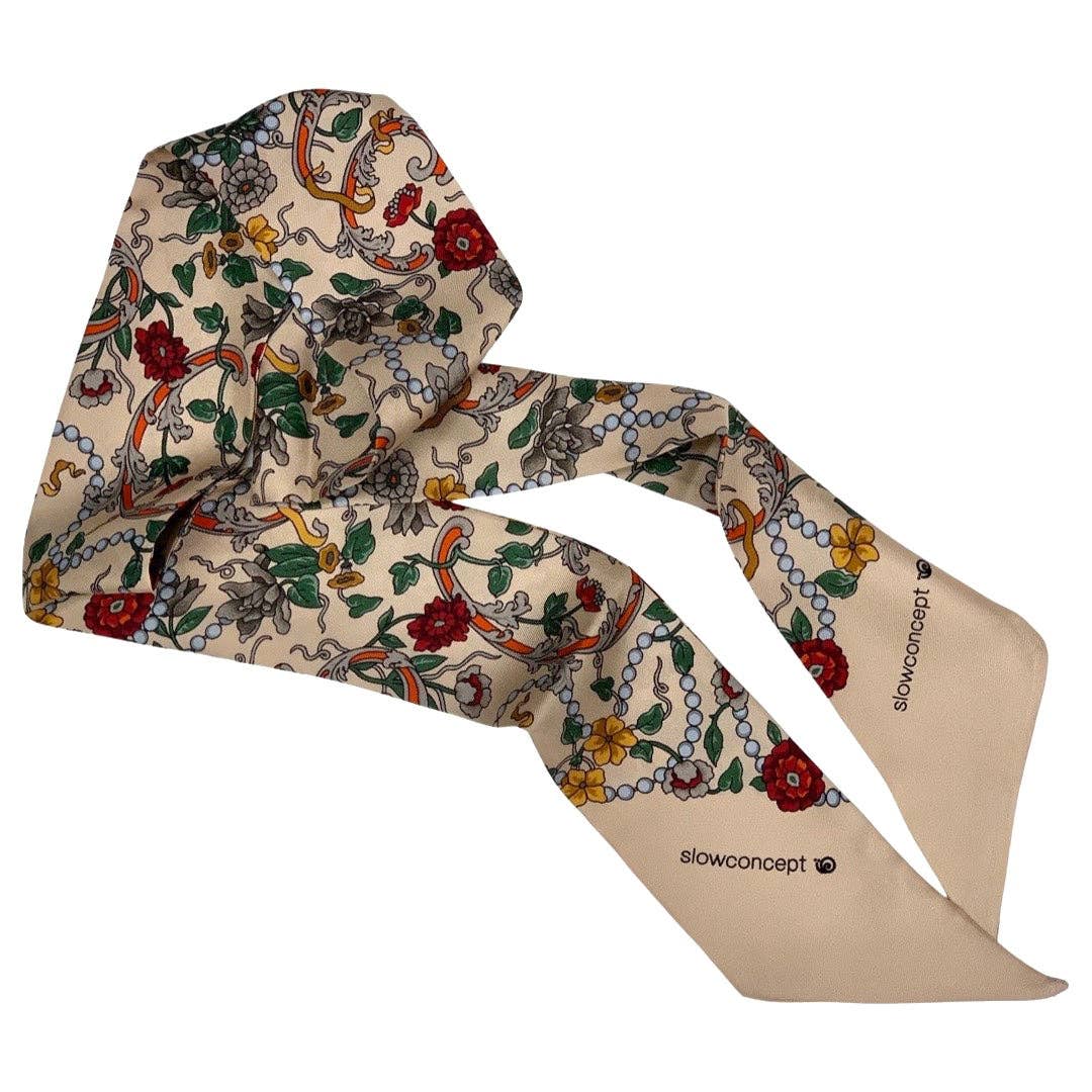 C.C.&Co.Srl - Wholesale Scarf - Women's - Bandeau in Pure Silk with beige ramage design. Code 6261