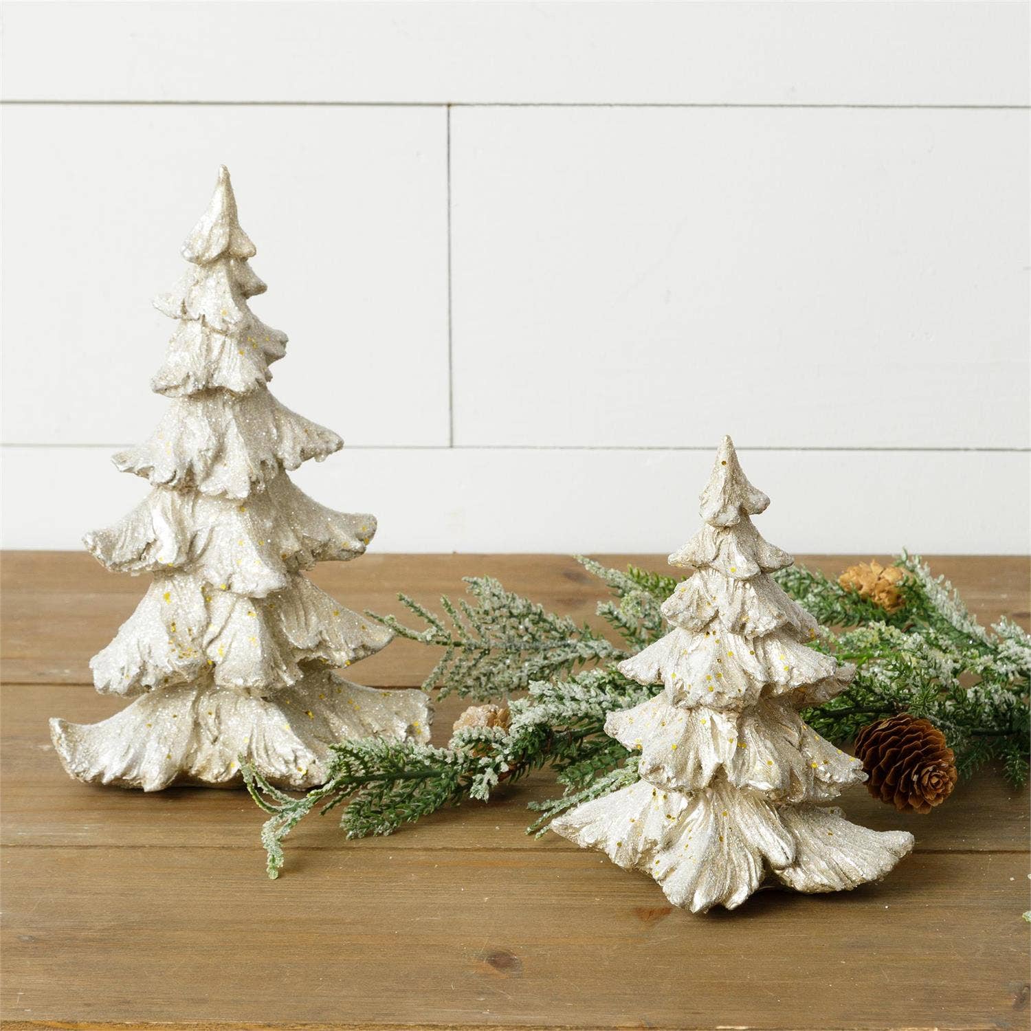Audrey's Home & Gift - Wholesale Christmas Decoration - Champagne Tree With Shimmer, Sm And Md (Set Of 02)1