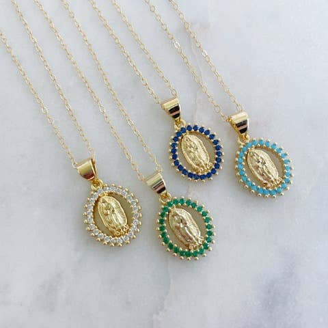 Laalee Jewelry - Wholesale Pendant/Charm Necklace - Crystal Virgin Mary Necklace, Religious Jewelry Gift