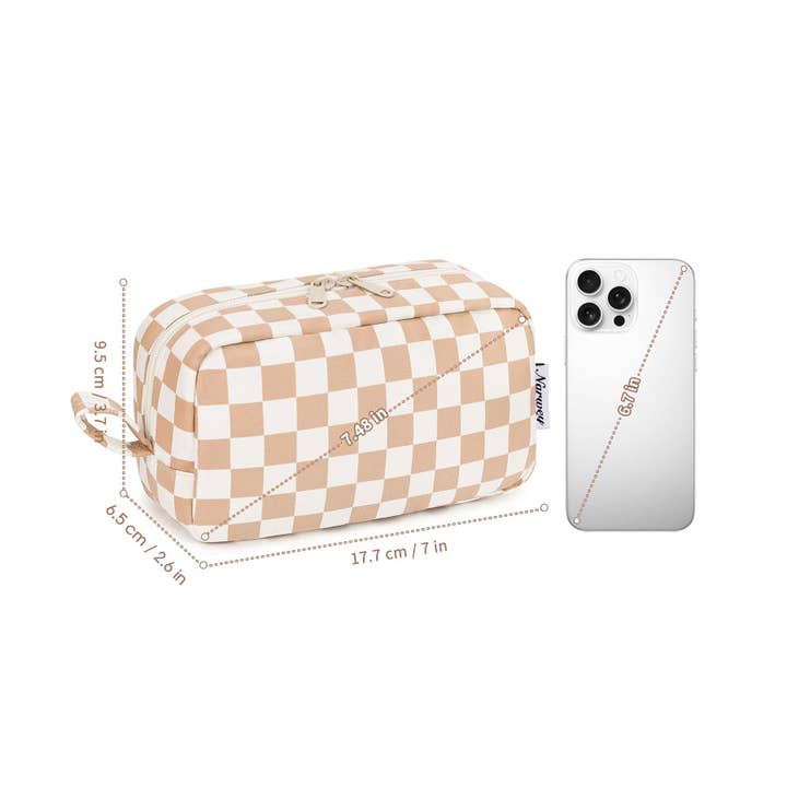 NARWEY INC - Wholesale Makeup/Cosmetic Bag - Narwey Checkered Makeup Bag with Organized Pockets for Women9