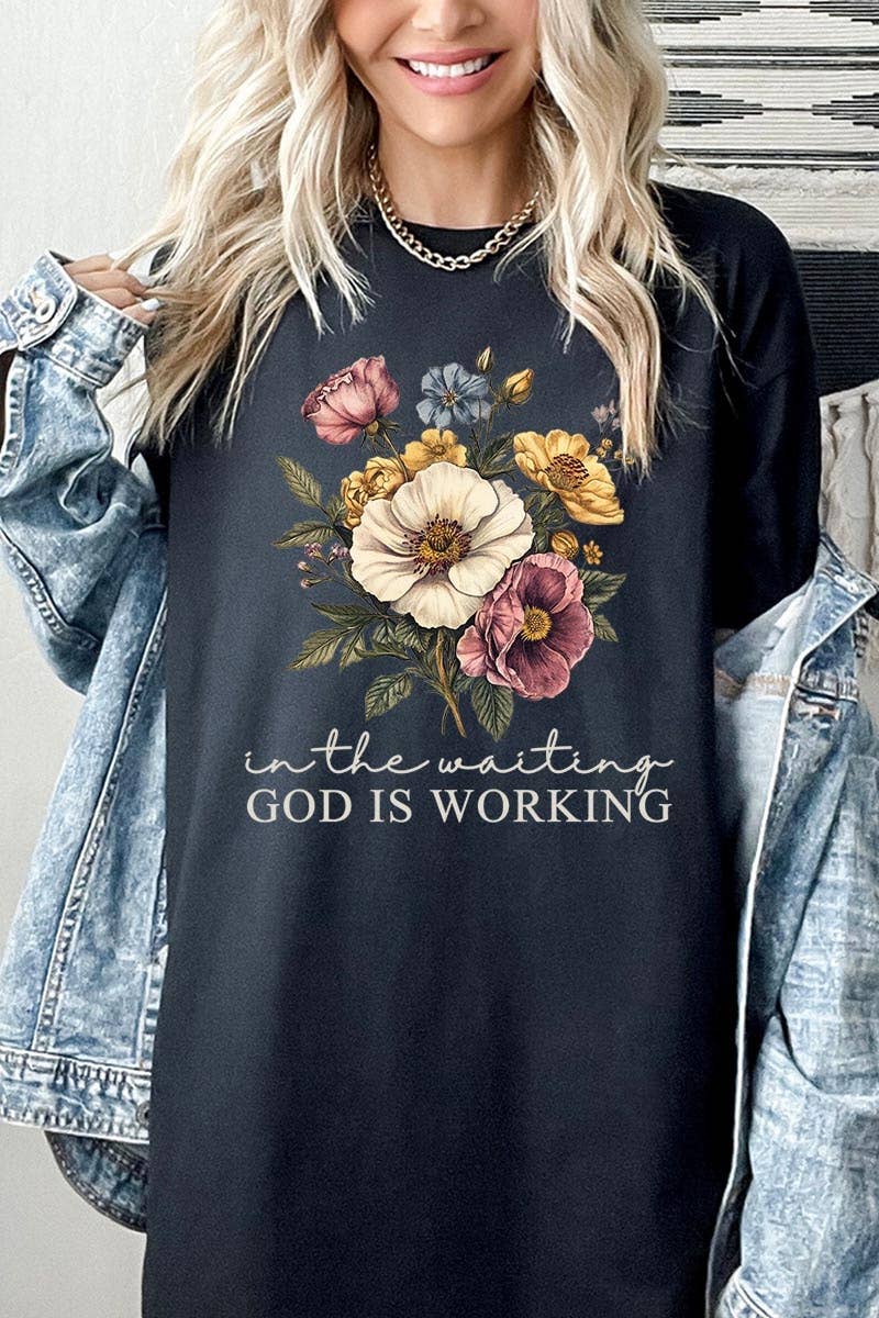 COLORBEAR - Wholesale T-Shirt (Graphic) - Unisex - God is Working Vintage Floral Heavy Cotton Tee16