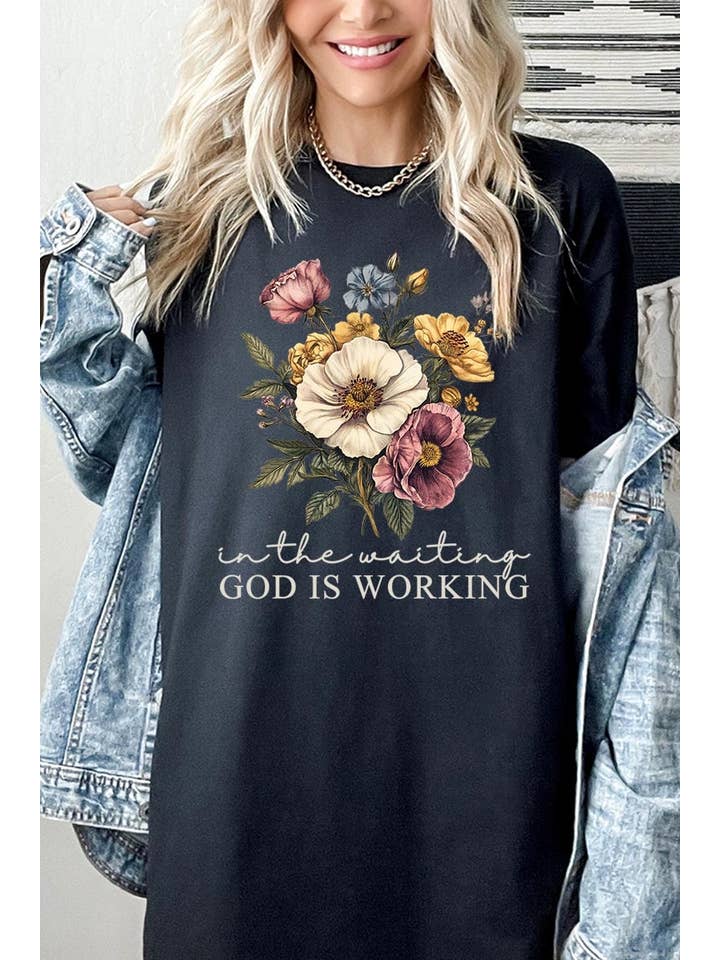 COLORBEAR - Wholesale T-shirt (graphic) – unisex - God is Working Vintage Floral Heavy Cotton Tee16