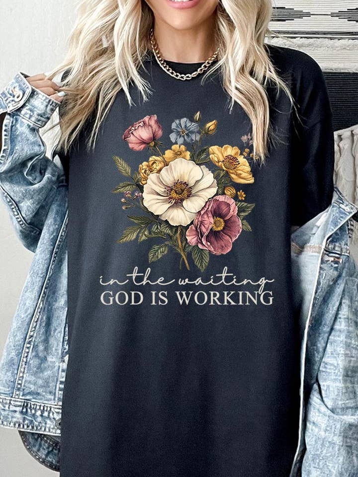 God is Working Graphic Plus Heavy Cotton Tee for wholesale by COLORBEAR