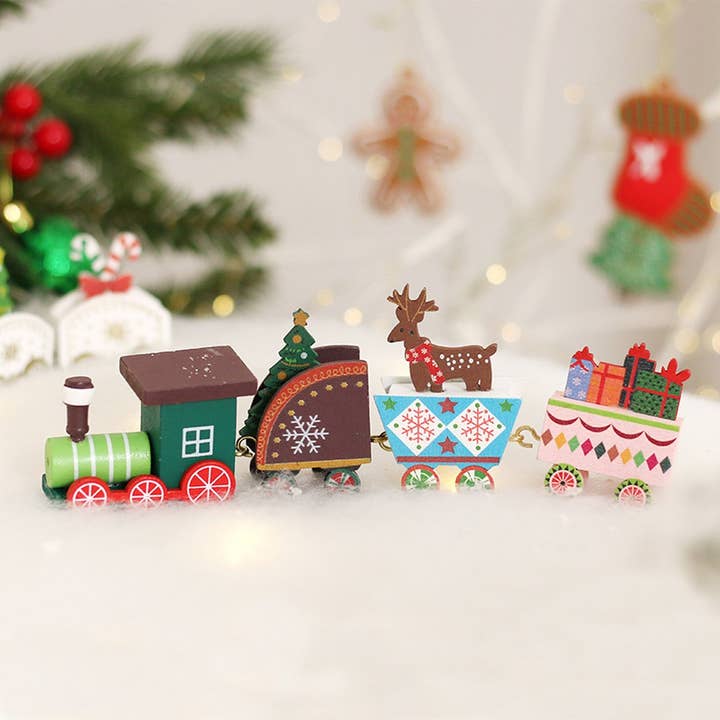 Painted Wooden Train Christmas Table Decor_CWAJE05395 for wholesale by ACCITY