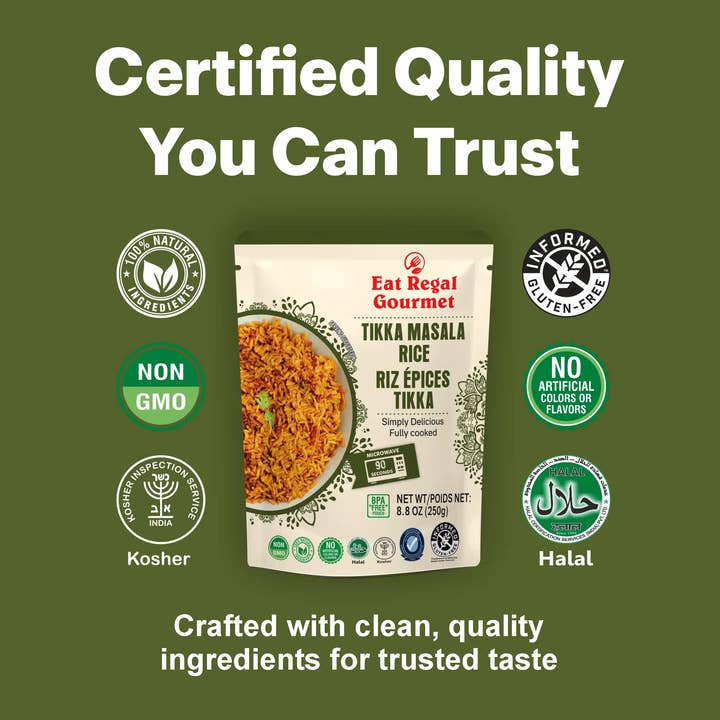 Regal Kitchen Foods - Wholesale Rice - Eat Regal Tikka Masala Rice Pouch, 8.8 oz6