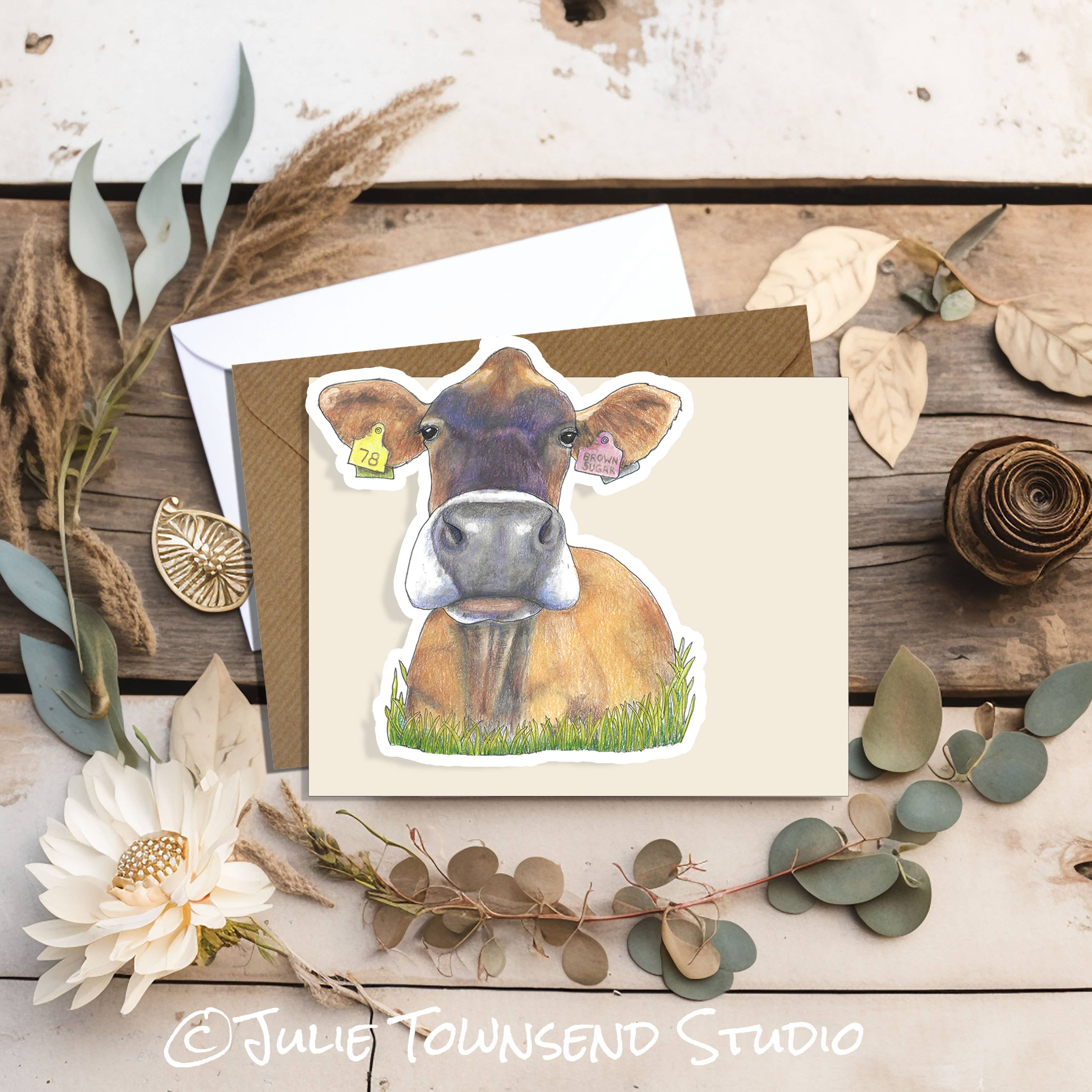 Julie Townsend Studio - Wholesale Sticker - Sticker - Jersey Dairy Cow - Handmade Waterproof Vinyl1