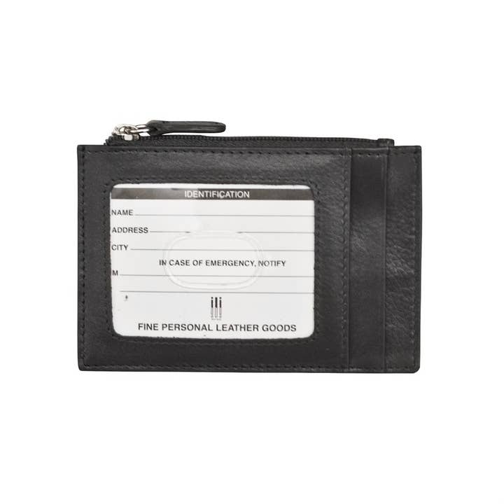 ili New York - Wholesale Card Holder - Unisex - 7416 Leather CC-ID Holder with Zip Pocket