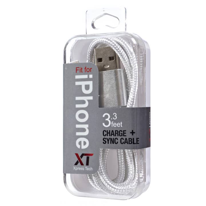 Xpress Tech Cell Accessories XT - Wholesale Charging Cable - Xpress Tech 403 iPhone USB-A Charge and Sync Cable- Silver