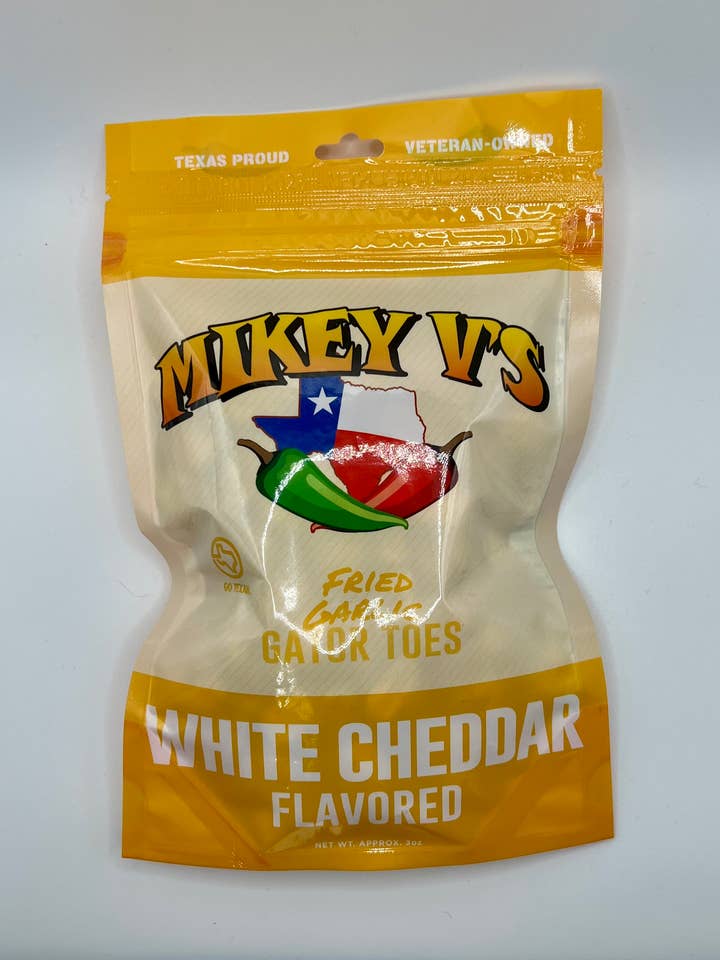 Gator Toes (Deep Fried Garlic) - White Cheddar for wholesale by Mikey V's Foods