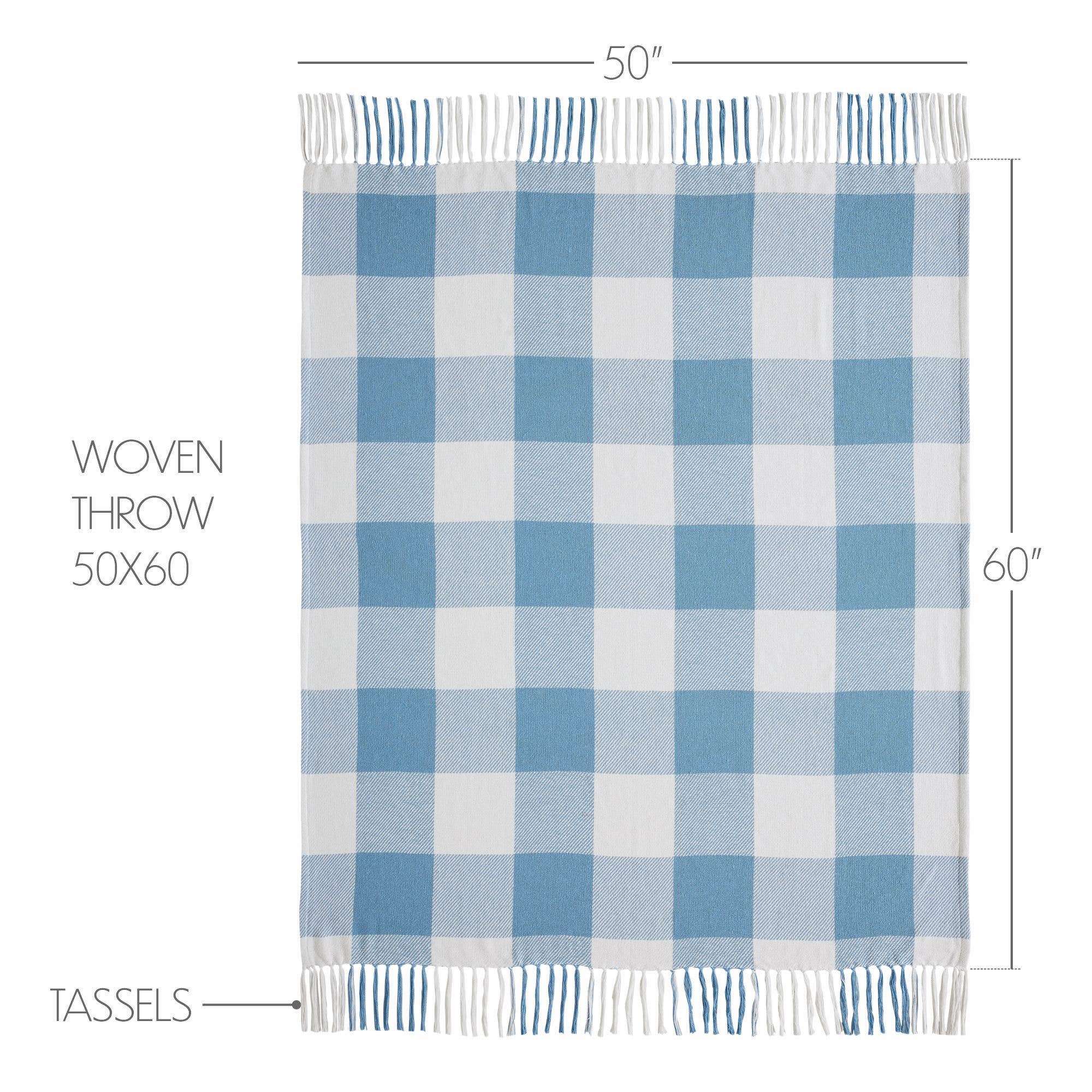 VHC Brands - Vente Plaids - Plaid tissé bleu à carreaux Annie Buffalo 50x603