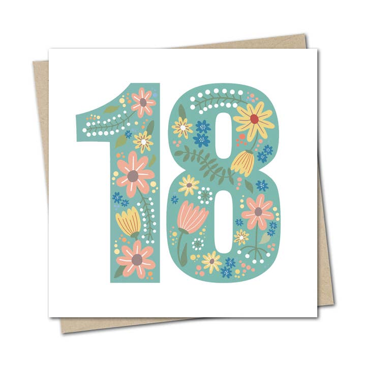 Square age card - 18 for wholesale by Duckduckle Design