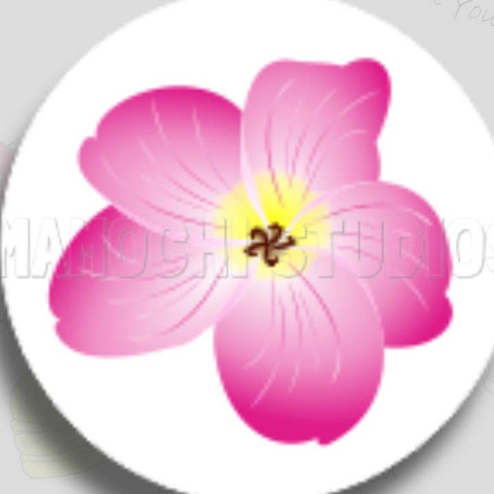 Adesivi fustellati, motivo: fiore, cerchio in plumeria rosa per la vendita all'ingrosso da parte di MaMochi Studios